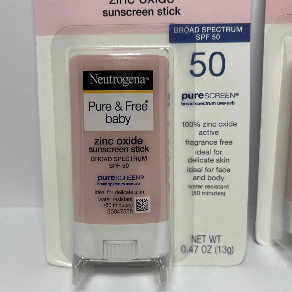 2pk Neutrogena Pure & Free Baby Zinc Oxide Sunscreen Stick SPF 50 0.47oz 13g